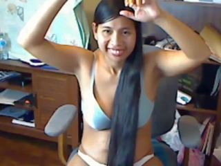 Pleasant długo włosy azjatyckie striptease i hairplay: hd xxx film da
